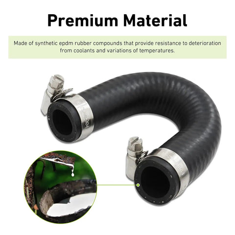 Heavy Duty Heater Core Bypass Hose Handles Heat Tight With Clamps Controls Cooling Crossover For Quick Warm Up On Ls1 Lsx Ls2 Ls3 Lq4 Lq9 V8 Blocks Fits Oem 551699 Sweats Easy Keeps Ride Running Slick Black, black rubber hose with clamps.