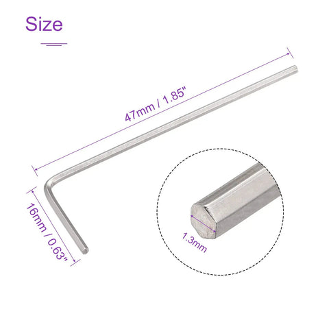 1.3mm hex steel wrench from 6 Pack 1.3mm Hex Key Wrench Set, L Shaped Arm For 3D Printer Repair Kits, DIY Maintenance