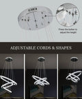 Modern LED Crystal Chandelier With Ring Lamp Body Dimmable 6500K Cool White Hanging Crystal Wind Bell Look 19.7 Inch in adjustable shapes
