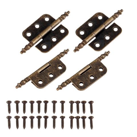 Rotating Concealed Hinge Set 4 Pack For Cabinets And Jewelry Boxes, Antique Bronze Hardware, Hidden Door Hinges with screws