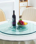 Large 43 Inch Lazy Susan Tempered Glass Turntable For Dining Table featuring a glass design with wine and fruit.