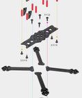 Exploded view of F4 X1 175mm FPV Racing Drone Frame Kit Carbon Fiber Quad Frame Rack for DIY RC Drones assembly
