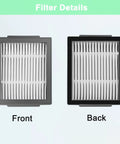 Front and back view of eight filters from All In One Replacement Parts Kit For Roomba E I J And Plus Series Vacuum Cleaners