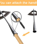 All Steel Hollow Garden Hoe With Long Handle, Heavy Duty Weeding Tool showing handle attachment, ideal for soil loosening.