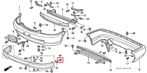 Exploded view of auto body parts showing placement of 50 Pack Fender Liner Screws For Honda Acura BMW Wheelhouse Splash Shield SEMS Phillips Truss Head Black E Coat Fasteners For Auto Body Replacement Compatible With Accord ILX RDX TL TSX 90114SE0000.