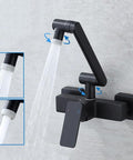 LZPHGB Black Wall Mounted Kitchen Faucet Foldable Dual Mode 360° Rotation Kitchen Sink Tap,Black with water flowing.