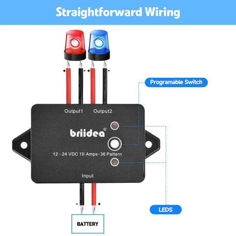 Versatile Flasher Module With 36 Modes, One Button Quick Change, 10 Amp 12-24V DC, for car and motorcycle headlights wiring diagram