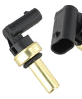 Factory Fit Engine Coolant Temperature Sensor 12641073 for GM platforms, featuring black plastic housing and a gold metal tip.