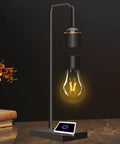 Magnetic Levitating Light Bulb With Wireless Charging Pad For Apple And Android Floating LED Table Lamp on desk