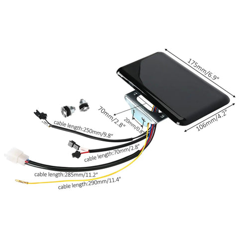 Dope All In One Electric Bike Display Meter 48V To 72V LCD Control Panel with wiring and dimensions visible
