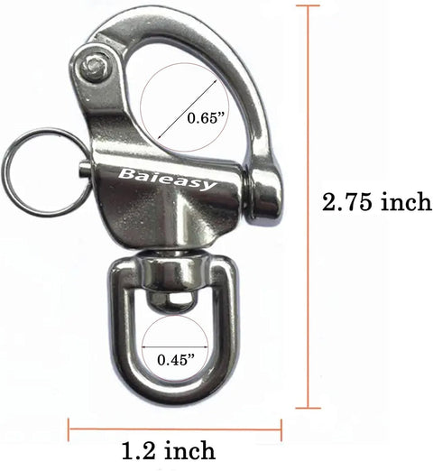 4 Pack Swivel Eye Snap Shackles Stainless 316 Marine Grade Quick Release For Sailing Rigging Spinnaker Halyard Clip