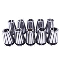 Precision ER16 Spring Collet Chuck Set With Secure 1/4 1/8 Inch And 6mm 6.35mm Collets showing silver collets for CNC machining tasks.