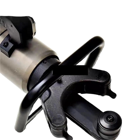 Close-up of Aoxhugb Portable Electric Rebar Bender Machine showing the motor and bending arm for steel bar use.