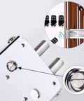 Smart Wireless Anti Theft Door Lock Kit With Keyless Deadbolt Access Control System For Home Security Includes Four Remote Controls And Durable Stainless Steel Construction showing close-up of lock mechanism.