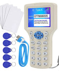 All In One RFID And NFC Card Copier And USB Reader with key fobs, blank cards, and cable, Supports 125KHz and 13.56MHz