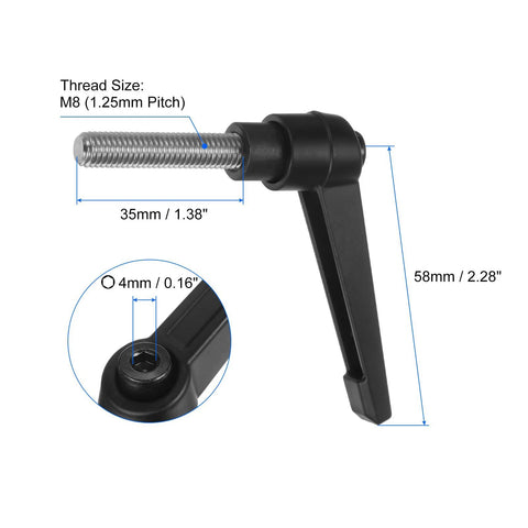 Clamping Lever Handles 2 Pack M8 X 35mm Threaded Male Stud 304 Stainless Steel Adjustable Locking Quick Release Ratchet Push Button Bolt Knobs Black Finish Rust Resistant For Industrial Machinery And Fixtures