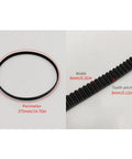 Heavy Duty Replacement Drive Belt For Stand Mixers With 125 Teeth And 375mm Length Made From Tough Rubber, showing dimensions and structure.