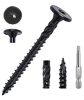 Structural Wood Screws 14 x 2 7 8 In, 55 Pcs Set, Flat Countersunk Head Torx T30 Drive, Rust Resistant, Black, screw and bit detail.