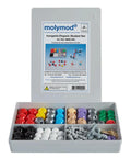 Open box showing Hands On Inorganic And Organic Chemistry Molecular Model Kit For Students 52 Atom Parts Durable Plastic Atoms And Links.