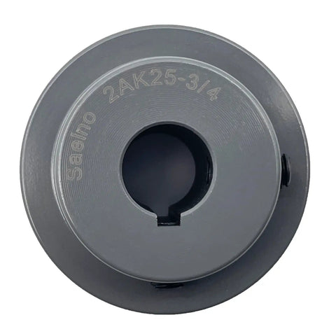 Double Groove V Belt Pulley 2AK25 3/4 Inch Bore 2.55 Inch OD For A AX 3L 4L Belts Cast Iron Motor Pulley, top view image