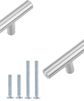 Euro Bar Cabinet Handles Set Of 50 Satin Nickel Drawer Pulls For Kitchen Cabinets with screws, flat bar design