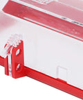 Close-up of Two Pack Emergency Stop Button Cover Kit showing red and clear resin, impact-resistant for industry environments.