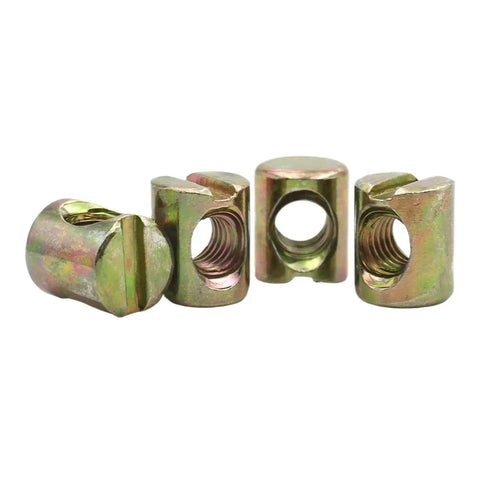 Heavy Duty Barrel Nuts And Cross Dowels For Furniture M6 M8 Slotted Steel Or Stainless With Zinc Plating Pack Of 10 20 50 For Beds Cribs Chairs And More