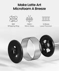 LunaFro Art Rechargeable Handheld Milk Frother With No Steam Wand Stepless Speed Control detail showing micro holes and whipper ring.