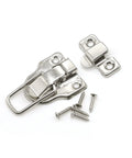14 Pack Silver Toggle Latches For Wood Boxes And Tool Cabinets Spring Loaded Metal Hasps with screws displayed