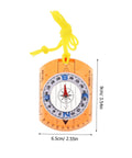 Orienteering Compass Pointer All In One Outdoor Navigation Tool with luminous coating and yellow cord, acrylic construction shown.