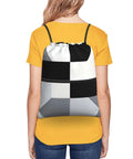 Black And White Piano Key Grid Print Drawstring Gym Bag For Men And Women Dope Unisex Fitness Sack on a person.