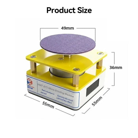 Pro Tier Mini Grinding Machine Featuring Digital Display And 10000 Rpm Speed For Polishing Tweezers Soldering Tips Jewelry And Precision Hobby Parts Portable Electric Polisher shown with dimensions.