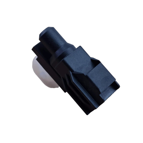 AITKEN ambient air temperature sensor in black plastic housing with white sensing dome, side view