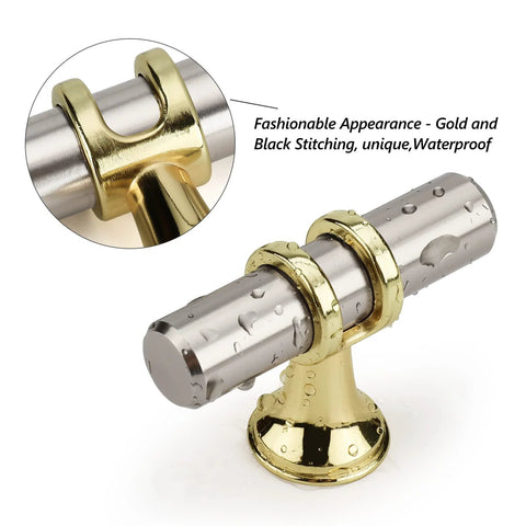 Two Tone Brushed Nickel And Gold Cabinet Knobs Set Of Ten For Kitchen Cabinets Dresser Bathroom Closets And Cupboards Made From Zinc Alloy Base And Aluminum Knobs Durable And Easy To Install.
