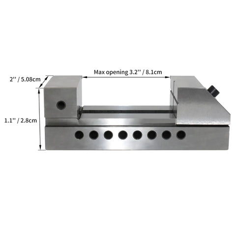 2 Inch Precision Grinding Screwless Mini Insert Vise For Toolmakers In Tool Steel With Black Metallic Finish, 3.2 Inch Jaw Opening