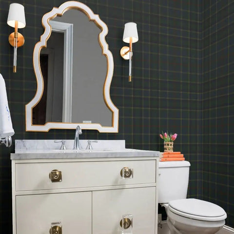 Top Shelf Heavy Duty Leather Texture Commercial Grade Type Ii Vinyl Wall Covering For Offices Hotels And Restaurants Paste Required Custom Printed Just For You Built To Last Straight Up Reliable Finish in a bathroom setting.