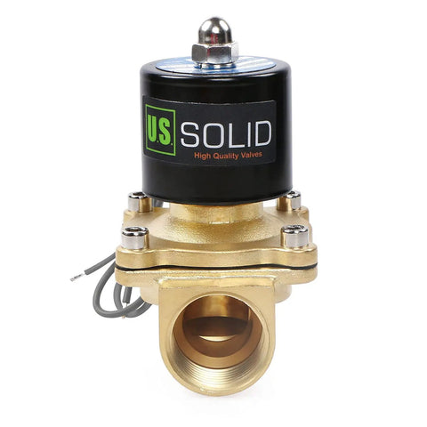 Front view of Brass 1 Inch Electric Solenoid Valve 24V DC Normally Closed with Viton Seals, industrial grade, corrosion resistant.