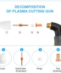 Plasma Cutter Tips PT-31 200 Pack Fits CUT-45 CUT-50 CT-312 MIG205MP with Torch JG-40 LG-40 shown in component breakdown