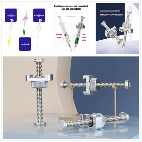 5 Pack BGA Soldering Paste And Flux Kit With UV Light Curing Solder Mask Ink Green Booster For Mobile Phone PCB Repair Set Pro Grade Tools shown with syringes and rotary boosters.