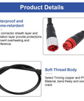 Close-up of Beefed Up E Bike Motor Extension Cable 70cm 27.5 Inch Waterproof Aluminum Connector, showing detail view.