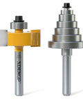 Pro Grade Rabbet Router Bit Set With 1/4 Inch Shank And 6 Interchangeable Bearings For Multi Depth Cuts displayed on white background