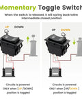 Diagram of 12V Reverse Polarity DPDT Rocker Switch With Pre-Wired Harness For RV And Trailer Jacks, Momentary On Off On
