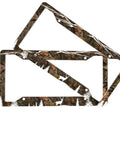 Hunting Deer License Plate Frame 2 Pack Universal Aluminum Tag Holder 12.3 X 6.3 Inches Car Accessories Decor With Camo Design