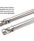 Two Pack Stainless Steel M4 RC Drive Shaft For 1/10 Scale Crawlers with brass ball joint, six-tooth spline, shown side by side