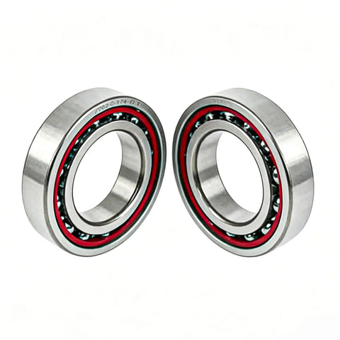 One Pair 7002C Angular Contact Bearings 15X32X9Mm Sealed ABEC-7 Precision Spindle CNC Machine Tool Component with red seals.