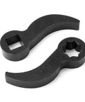Two Pack Pry Bar Wrench Adaptor Heads With Plum Blossom Mouth And Square Mouth, black steel heavy duty tool for 1/2 inch drive.