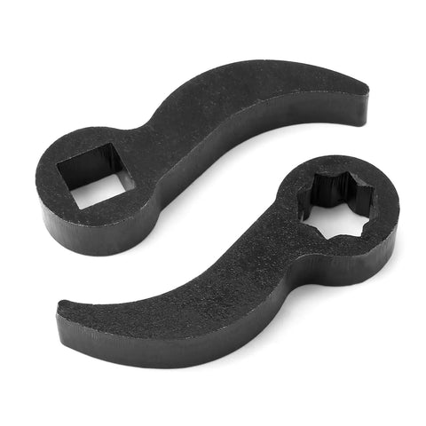 Two Pack Pry Bar Wrench Adaptor Heads With Plum Blossom Mouth And Square Mouth, black steel heavy duty tool for 1/2 inch drive.