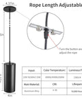 Sleek 4 Inch Led Pendant Lights, 25W Cylinder Hanging Fixtures With Dip Switch, Modern Eye Care Indoor Ceiling Lamps For Kitchen Island Flex Zone Or Home Office Setup In Matte Black 2 Pack with adjustable rope length.