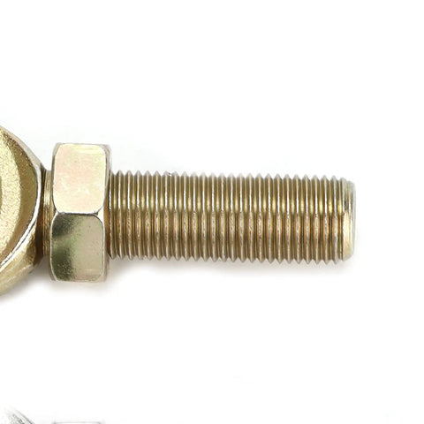 Beefy Stainless Steel Rod Ends And Heim Joints Pair Featuring Half Inch Bore And Adjusted Male Threads designed for car or ATV steering.