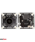 Front and back view of 12MP USB Camera Module with 4K at 15fps Lightburn Ready, M12 Manual Focus Lens, wide 110° field of view, UVC compliant.